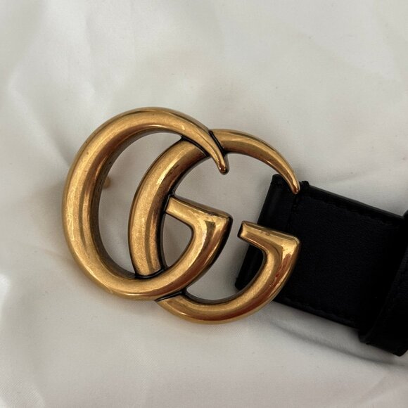 NWOT Gucci Double G Logo Leather Belt - 85/34 US 27 (6)